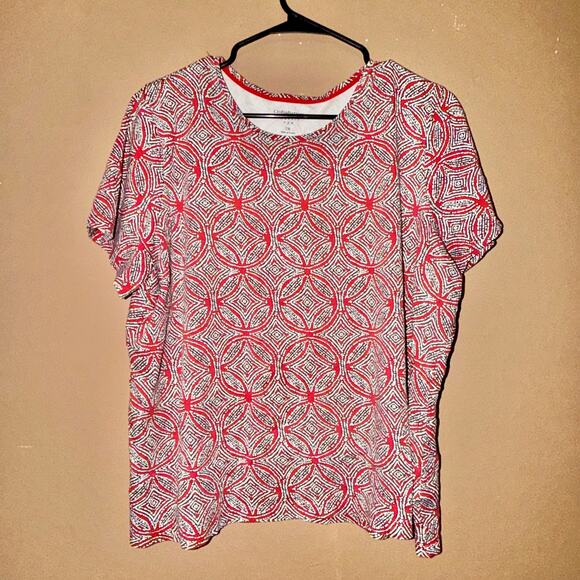 Croft & Barrow Women's Red Short Sleeve Pattern T-Shirt - Size 2XL - Picture 5 of 7